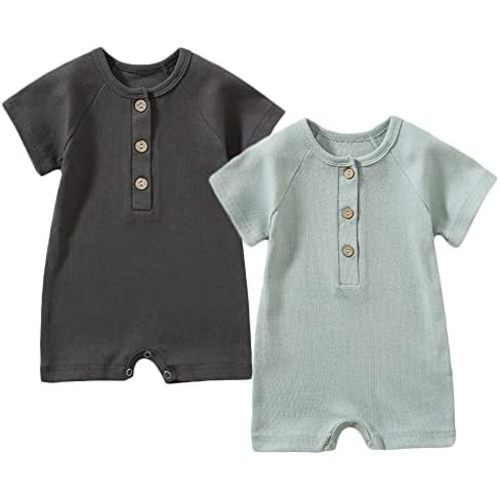 Baby Boys Girls 2 Pack Romper Jumpsuits Short Sleeve One Piece Clothes Sets