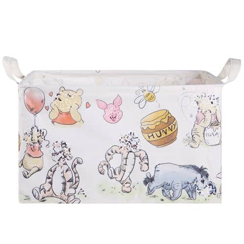 Bear Storage Basket, Nursery Large Hamper Canvas Laundry Basket Foldable With Waterproof Pe Coating,For Kids Boys And Girls, Bathroom, Bedroom, Clothes,Toy Bin (Rice white)