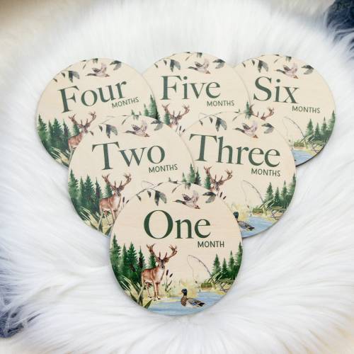 Hunting Milestone Cards, Baby Milestone Duck Discs Marker, Wood Milestone Card, Baby Milestones, Photo Prop, Buck Hunter Nursery W48