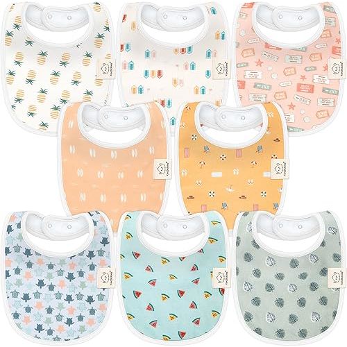 8-Pack Organic Baby Bibs (Beach Day)
