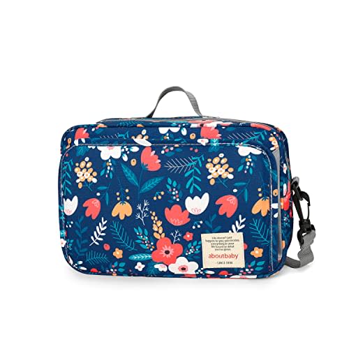 MOMIGO Baby Diaper Caddy Bag - Diaper Caddy Tote Baby Stroller Bag Nursery Storage Bin for Diapers, Wipes & Toys Mini Diaper Bag for Outdoor (Blue Flower