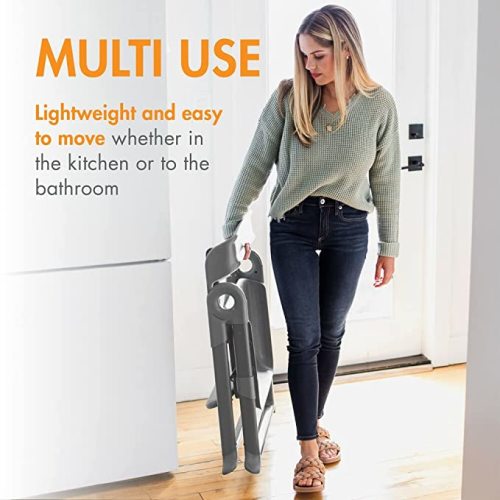 Boon PIVOT Toddler Tower - Folding Step Stool for Kids - 21.75 L x 22.75 W x 34.75 H - Montessori Toddler Kitchen Stool Helper - Ages 18 Months to 4 Years - Gray
