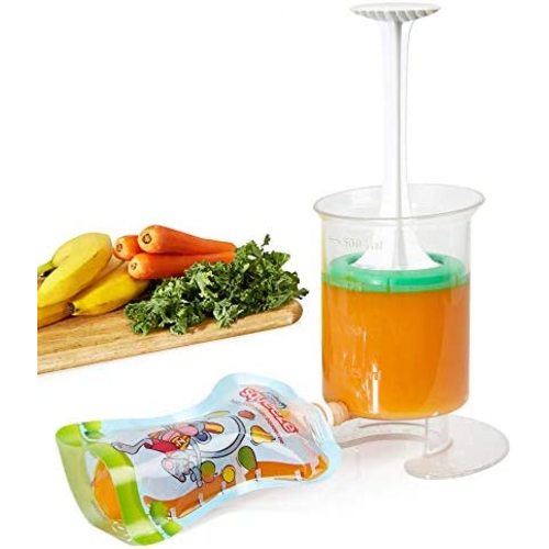 Baby Food Maker - Baby Food Blender & Masher and 5X 5 Ounce Reusable Food Pouches for Healthy Homemade Food - Baby Led Feeding by Fill n Squeeze