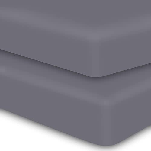 MOONQUEEN 2-Pack Baby Fitted Crib Sheets - Soft Breathable Microfiber Toddler Nursery Sheet Set for Boys and Girls, Fits Standard Size Crib Mattress 28 x 52 x 8in, Grey
