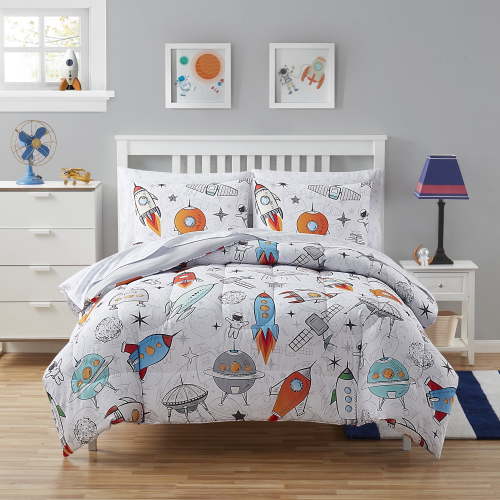 Kids Floating in Space Bed in a Bag 7 Piece Comforter, Sham & Sheet Set Full