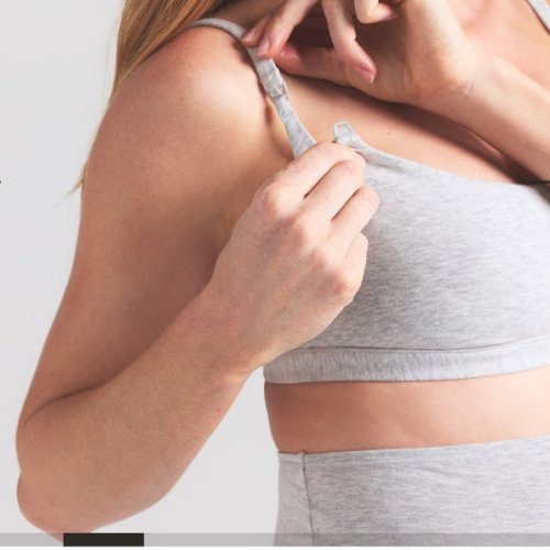 SKIMS - COTTON JERSEY MATERNITY NURSING SCOOP BRALETTE | LIGHT HEATHER GREY