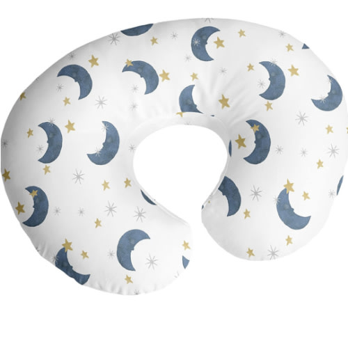 Sweet Jojo Designs Moon and Star Nursing Pillow Cover Breastfeeding Pillowcase for Newborn Infant Bottle Breast Feeding Pillow NOT Included - Navy Blue and Gold Watercolor Celestial Sky Gender Neutral