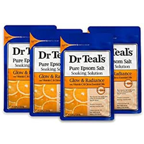 Amazon.com : Dr Teal's Pure Epsom Salt Soak, Glow & Radiance with Vitamin C & Citrus Essential Oils, 3 lbs (Pack of 4) (Packaging May Vary) : Beauty & Personal Care