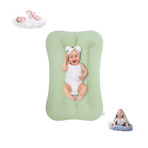 Baby Lounger 0-24 Months, Baby Lounger for Newborn, Soft Organic Cotton Breathable Lounger for Infants (Green Baby Lounger)