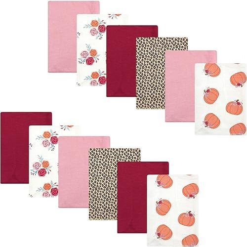 Hudson Baby Unisex Baby Cotton Flannel Burp Cloths Bundle, Cutest Pumpkin, One Size
