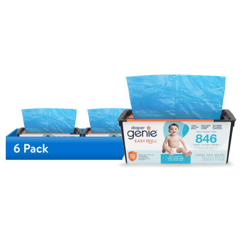 (6 pack) Diaper Genie Diaper Pail Easy Roll Refill with 18 Bags, Holds up to 846 Newborn Diapers
