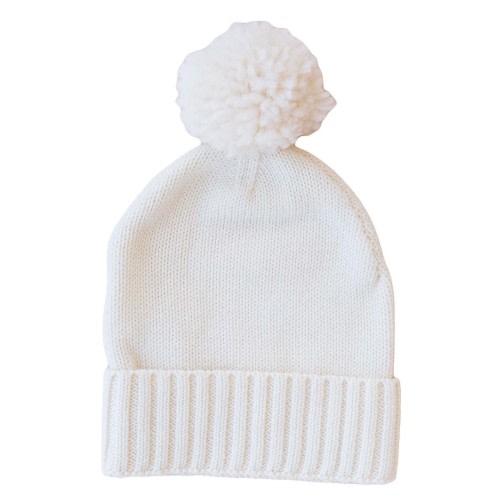 Caden Lane | Knit Baby Pom Pom Beanie | Ivory Color