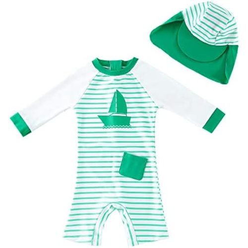 upandfast Baby/Toddler Swimsuit UPF 50+ Sun Protection One Piece Zipper Bathing Suit with Sun Hat Infant Beach Swimwear