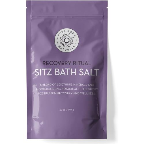 Pure Body Naturals Sitz Bath Salt – Postpartum Care and Hemorrhoid Comfort – Natural Soak for Self Care and Hemorrhoid, Post Partum Essentials, 32 Oz