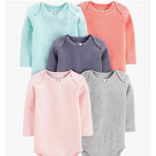 Simple Joys by Carter's Baby Girls' Long-Sleeve Bodysuit, Pack of 5
