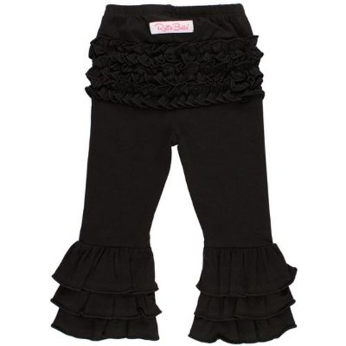RuffleButts Baby Girls Ruffle Flare Pants - Red, 3-6m