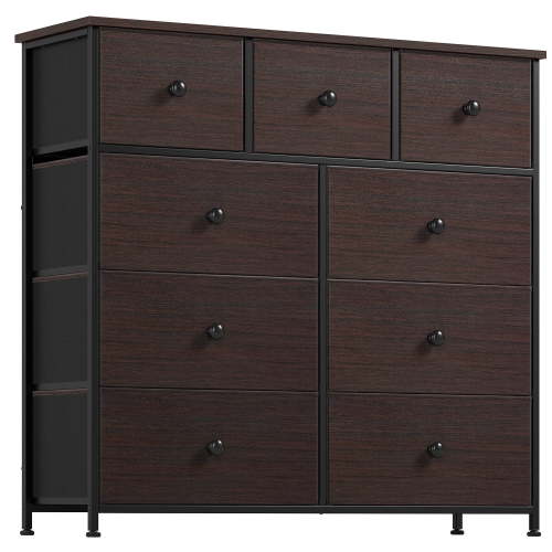 GUNAITO 9 Drawer Dresser for Bedroom chest of drawers for closet Fabric Storage Brown