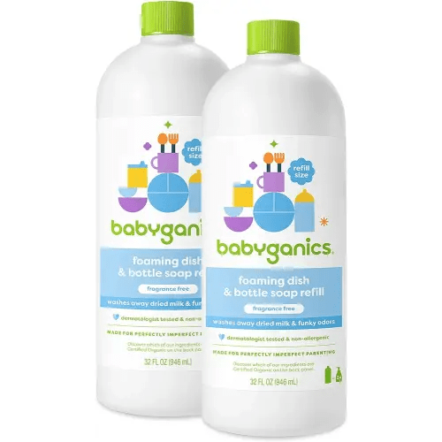 Babyganics Foaming Dish & Bottle Soap Refill, 32 Fl Oz (Pack of 2)