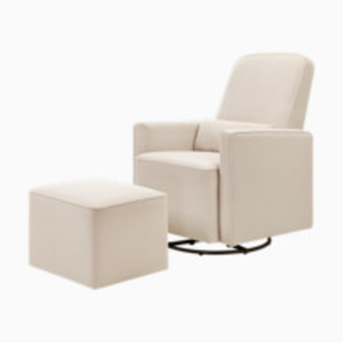 daVinci Olive Glider and Ottoman - Cream With Cream Piping