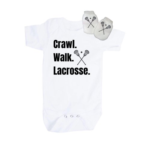 Baby Bodysuit with Crawl Walk Lacrosse You Choose Size. GREaT GiFT 1st Keepsake