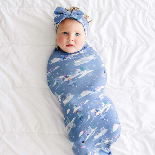 Ice Princess Swaddle & Luxe Bow Headband Set