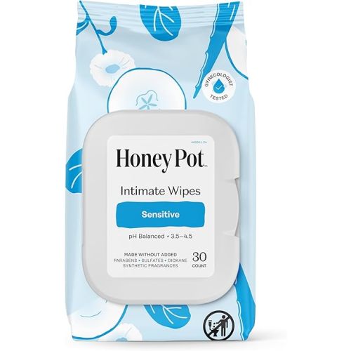 The Honey Pot Company - Feminine Wipes - Daily PH Balancing, Fragrance & Sulfate Free Wipes for Intimate Parts, Body, or Face - Hygiene Products - Sensitive 30 ct