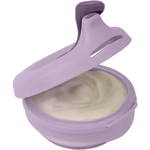b.box Fill + Feed (Peony) | Reusable Baby Food Pouch | For Toddlers & Babies 4mo+ | Silicone/Nylon Pouch, BPA Free Plastic Lid | Dishwasher & Microwave Safe | 110mL (3.7oz or ½ Cup Capacity)