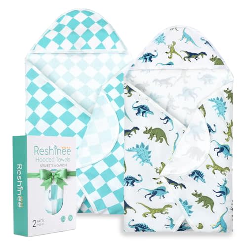 babee Reshinee Baby Hooded Towel, 2 Pack Bath Towel for Boy or Girl, Soft Bamboo Viscose Baby Bath Towel, Shower Gifts for Newborn, Infant, Toddler (29 X 29 Inch)