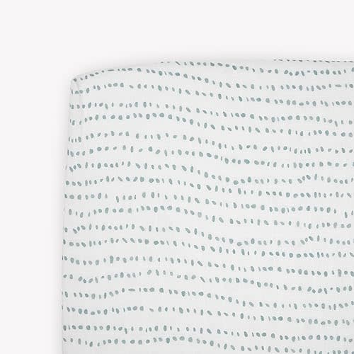 Little Unicorn Premium Crib Sheet | Breathable & Super-Soft Muslin Fabric (Stone Stripe)