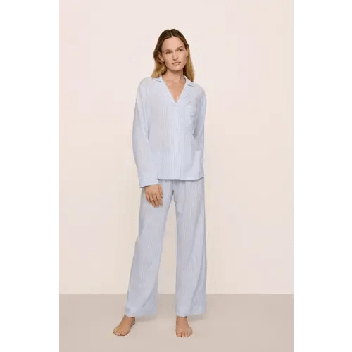 Eberjey Nautico Long PJ Set - white/blue stripe