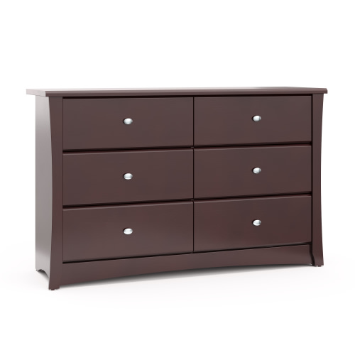 Free Shipping! Storkcraft Crescent 6 Drawer Nursery Double Dresser, Espresso