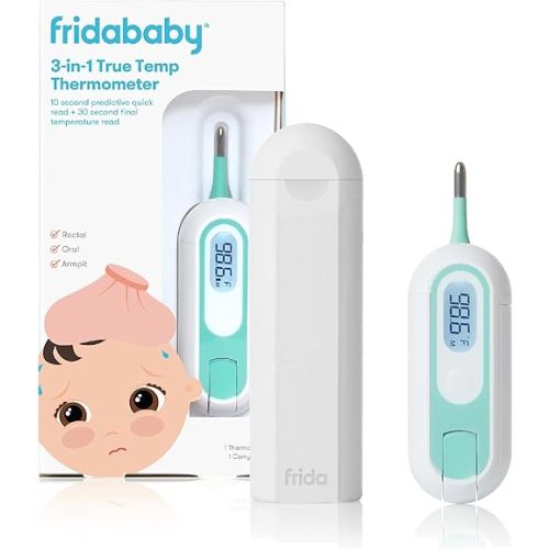Frida Baby 3-in-1 Rectal, Underarm & Oral Thermometer for Kids, Digital Baby Thermometer for Infants, Toddlers, & Kids, FSA/HSA Eligible