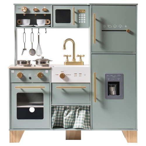 Robud Wooden Play Kitchen Playset, Bean Green, Toy for Kids, Toddlers, Preschool, Gift for Girls Boys Age 3+