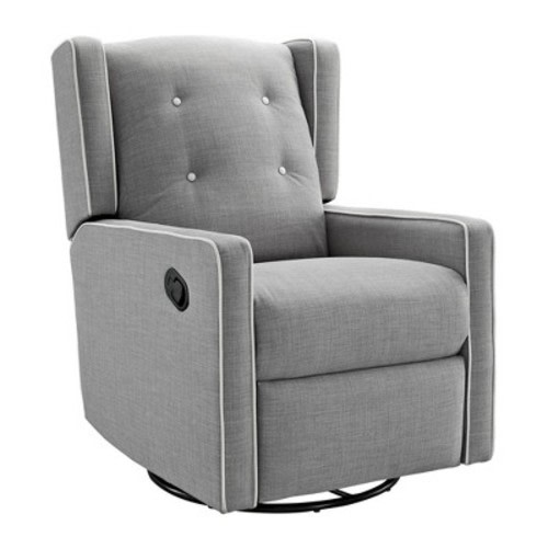 Baby Relax Shirley Swivel Glider Recliner Chair, Color: Gray Linen