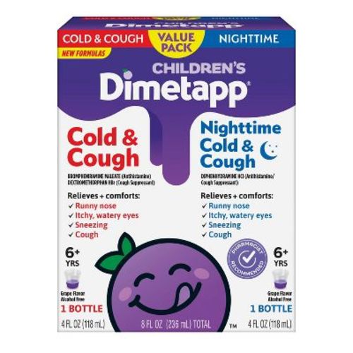 Children's Dimetapp Day/night Cold, Cough & Congestion Relief Liquid - Dextromethorphan - Grape Flavor - 4 Fl Oz/2pk
