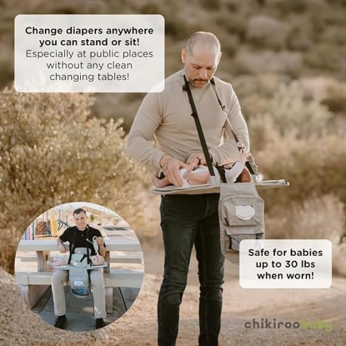 Universal Portable Changing Pad with Safety Straps | Wearable Waterproof Changing Station | Newborn Essentials for Baby Travel, Baby Registry and Baby Shower | Chikiroo Baby