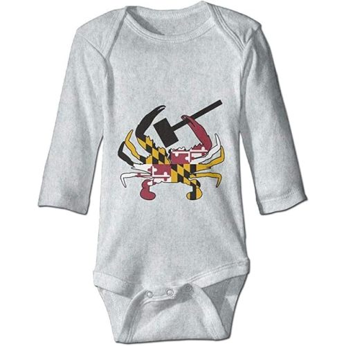 Maryland Crab Flag with Mallet Baby Crawl Onesie Long Sleeve Rompers Bodysuit