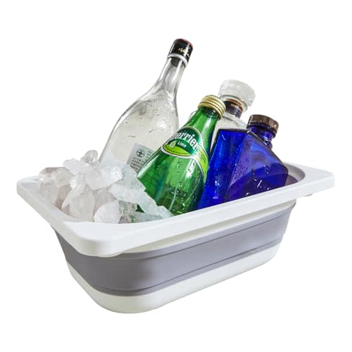 Beright Collapsible Storage Bin, Wash Basin Folding Dish Tub Sink, Space Saving for Dishing, Fruit, and Camping, Hiking and Home, 1 Pack, Grey, Small