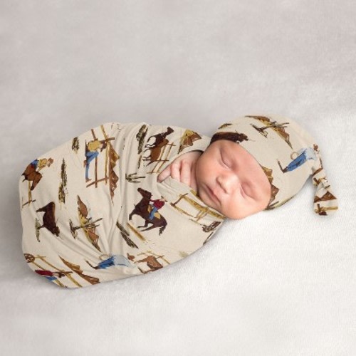 Sweet Jojo Designs Baby Cocoon and Beanie Hat Swaddle Wrap Wild West Collection 2pc