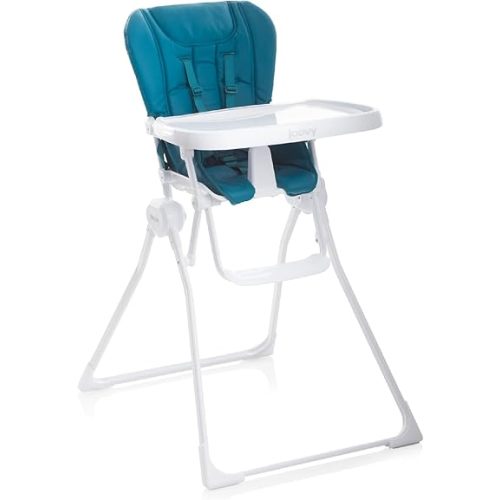 Joovy Nook High Chair Featuring Four-Position Adjustable Swing Open Tray, and Removable, Dishwasher-Safe Tray Insert for Easy Cleaning - Folds Down Flat for Easy Storage (Turquoise)