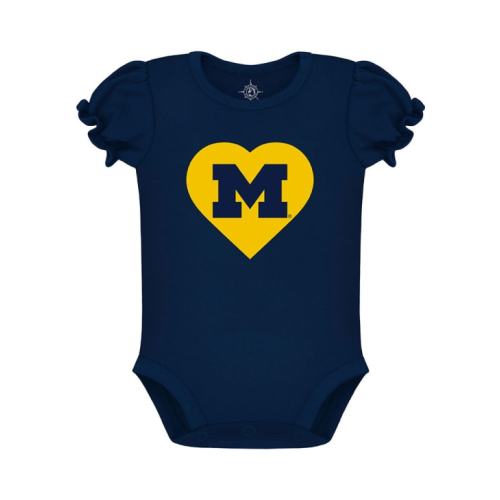 Baby BLUE Michigan Wolverines Puff Sleeve One Piece - 35010931