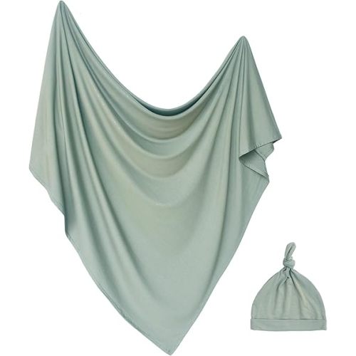 OWLOWLA Newborn Swaddle Set Stretch Wrap Swaddle Receiving Blanket for Baby Boy Girl(Olive-rm)