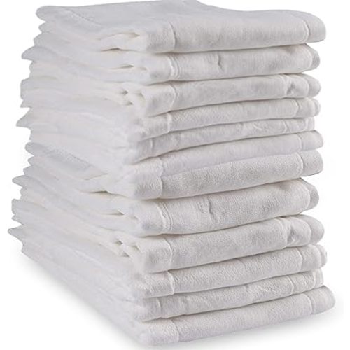 Prefold Cloth Diapers - Premium Cotton, Fasoar 3 Ply Environmental Friendly Baby Washable Diaper Covers for Babies to Toddlers Multi-Use (10-35 lbs) 12 Count