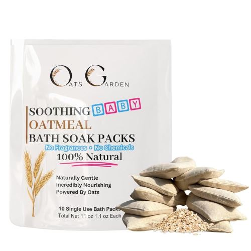Oats Garden - Baby Oatmeal Bath Soak - Organic Oatmeal, Colloidal Oatmeal & Calamine Clay for Eczema Relief - No Mess Soak Bags, 10 Pack (1 oz each) - Soothes Irritated Skin for Babies & Children