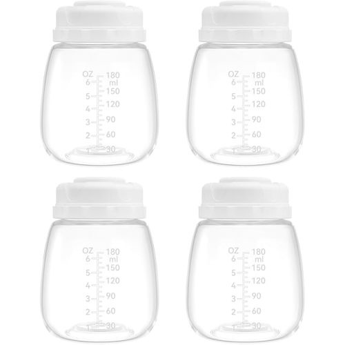 Milk Storage Bottle and Collection Bottle, Compatible with Spectra S1, S2, Motif Luna, Cimilre, Ameda MYA Pumps, Replace Spectra Bottles Wide-Mouth Bottles, 4 pc (6oz/180ml)