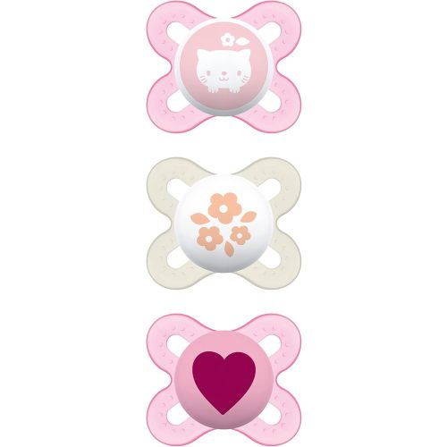 MAM Start Newborn Pacifiers Value Pack, Newborn Baby Girl Pacifiers, Best Pacifier for Breastfed Babies, 3 Count (Pack of 1)