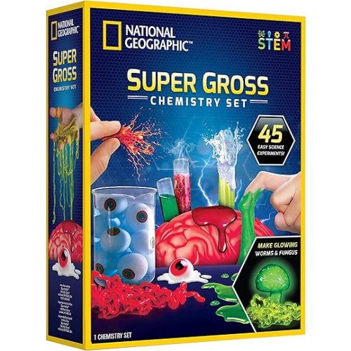 National Geographic Gross Science Kit - 45 Gross Science Experiments- Dissect a Brain, Make Slime, Creepy STEM Project for Boys and Girls, Birthday Gifts for Kids 8-12 (Amazon Exclusive)