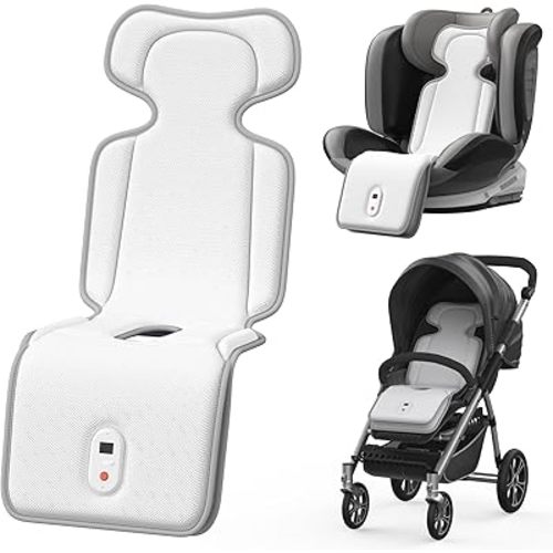 AMACOOL Baby Stroller Cooling Pad, 3D Breathable Cooler Pad with 2 Built-in Blower, Max 10H Ventilation 3 Speeds 10000mAh Rechargeable Car Seat Liner Cooling Cushion for Toddler Baby Summer Essentials
