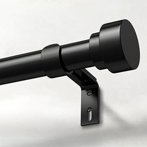 Heavy Duty Curtain Rods for Windows 28 to 48 Inch, 1 Inch Adjustable Black Curtain Rod Set with Easy Installation and Modern Design (A1,Black,30-60")