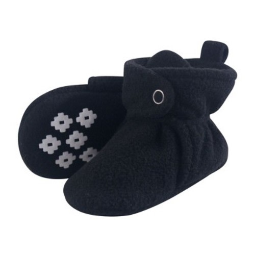 Little Treasure Baby and Toddler Cozy Fleece Booties, Black, Size: 6-12 months